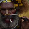 A man attends a local Sing-Sing Festival. Central to the social life of the New Guinea Highlands, Sing-Sings range from small village affairs to great gatherings that attract thousands. In a mountainous country of imposing physical barriers, historically beset by inter- and intra-tribal conflicts, the Sing-Sings are safe and sanctioned celebrations that facilitate trade and bride exchange, even as they mark important events—the passing of an elder, a marriage or birth, or simply the well-being of pigs and an abundant harvest.